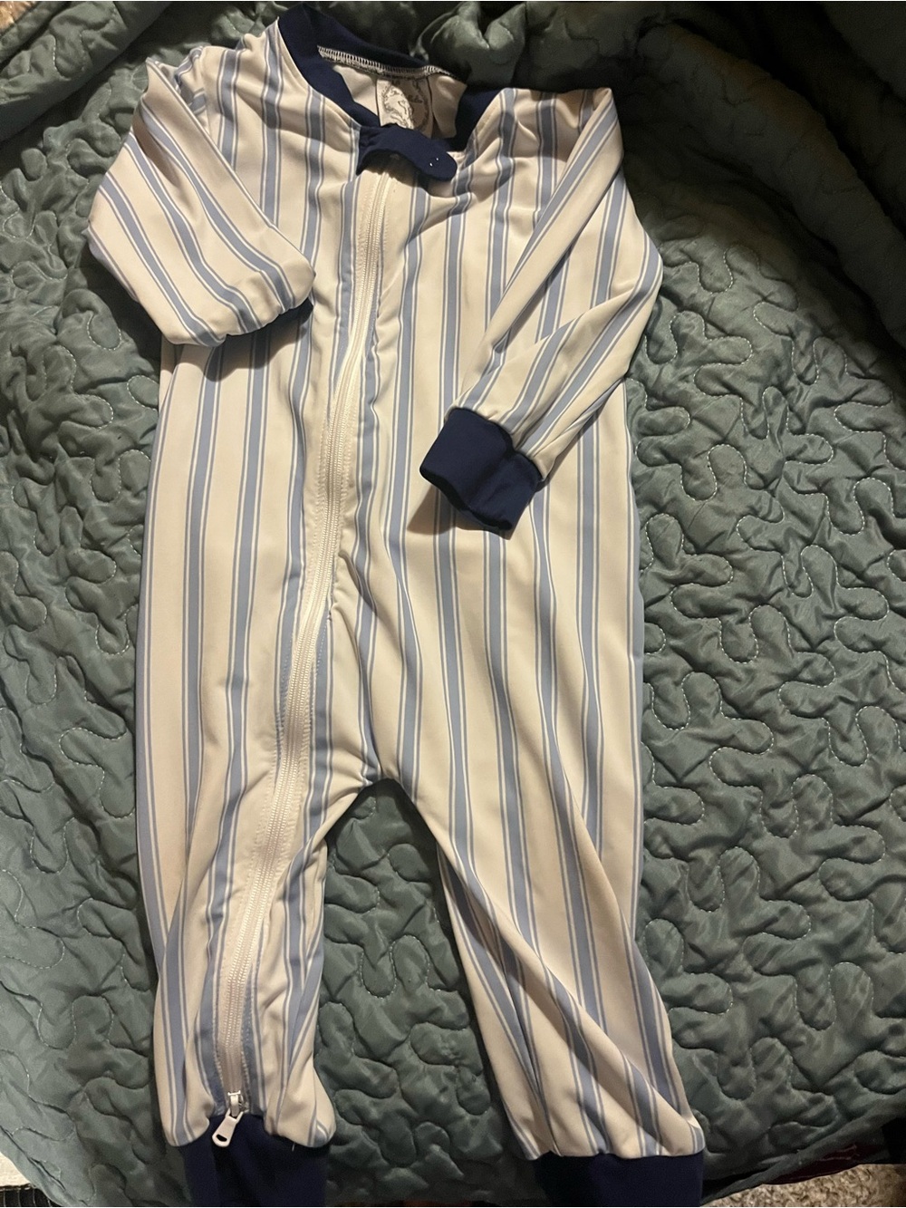 Blue & White Striped baby romper
